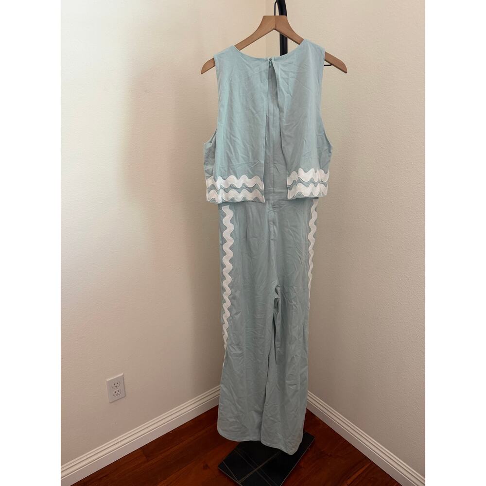 New NWT Prosperina Kayla ancient waters aqua cotton jumpsuit - Picture 10 of 10